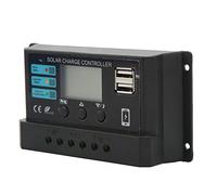 Jiawu Solar Charge Controller, 12V 24V Self Adaption LCD Display Solar Panel Controller, Photovoltaic Charge with 5V 3A USB Output for Home Industry Commerce (10A)