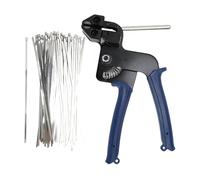 Jiawu Stainless Steel Cable Tie Gun Kit, Heavy Duty Outdoor Adjustable Fastening Cutting Tie Tool for Chain Link Fence Exhaust Pipe Outdoor with 100pcs 11.8 Inch Metal Zip Ties