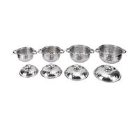 Jiawu Stainless Steel -stockpot Set Efficient Cooking for Kitchens 4PCs Dual Grit Pots for The Family Assembly
