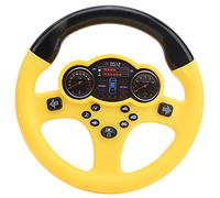 Jiawu Steering Wheel Toy, Electric Simulation Sound Lights Effect Children Driving Educational with ABS Material for Kids Above 3 Years Old (Yellow)