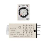 Jiawu Time Relay, 24VDC H3Y-4 Delay Timer Control Switch with High Accuracy Anti-interference, 14-Pin Socket Base for Automatic Control, Remote, Communication, Mechatronics (60S)