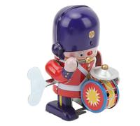 Jiawu Tinplate Walking Drummer Soldier, Vintage Tinplate Design Wind Up Toy, Drumming Decorative Figurine with Drumming Action for Home Office Bar Decor Collectible Gift
