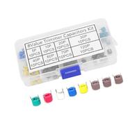 Jiawu Trimmer Capacitor, 80pcs 6mm Adjustable Capacitance Electronic Capacitor Kit, Kit with 8 Values 5p 10p 20p 30p 40p 60p 70p 120p for Electronic Instruments Professionals