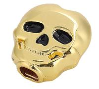 Jiawu Tuning Peg Cap, Skull Shape Concave Button Caps Set of 6 with Adapter Rings and Screws for Folk Electric Guitar Tuning Key Button Head (Gold)