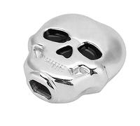 Jiawu Tuning Peg Cap, Skull Shape Concave Button Caps Set of 6 with Adapter Rings and Screws for Folk Electric Guitar Tuning Key Button Head (Silver)