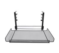 Jiawu Under Desk Organizer, Clamp On Storage Rack with Large Tray for Cable Management, Under Desk Basket Wire Holder for Power Strip Router, Carbon Steel Shelf for Home Office Dorm (Black)