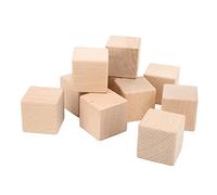 Jiawu Unfinished Wooden Blocks, Smooth Surface No Sanding Required Small Wood Cubes, Natural Wood Blocks with 10 Pieces Uniform Size for DIY Crafts Home Decor Projects