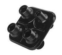 Jiawu Universal 4-Port A/C Bulkhead Hose Fitting 5/8in-18 & 7/8in-14 Firewall Bulkhead Replacement for GM Performance, Hot Rod, Classic & Ford Vehicles, 6061-T6 Aluminum Alloy Air (Black)