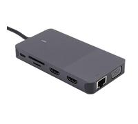 Jiawu USB C Hub Multiport Adapter, USB C Docking Station with HDMI, VGA 1080P, RJ45 Gigabit Ethernet, SD/TF, 3.0 Port, 3.5mm Earphone Mic, for Pro/Air,