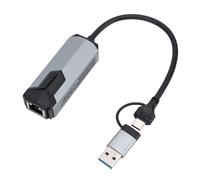 Jiawu USB to Ethernet Adapter, 5Gbps High Speed Type C to RJ45 Network Converter 2 in 1, RJ45 Gigabit Network Hub for Laptop Tablet