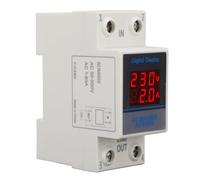 Jiawu Voltage Current Meter, AC 50-500V 0-63A Single Phase Digital Display Meter Din Rail Mounting with LED Tube for Household Industrial Use