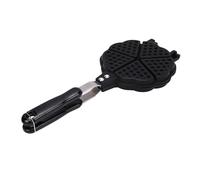 Jiawu Waffle Maker Pan For Stovetop Or Grill, Make 5 Mini Heart Shaped Waffles, Small Kitchen Stovetop Baking Pan For Kids And Families To Make Breakfast And Snacks, Black