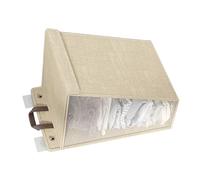 Jiawu Wall Hanging Laundry Basket Collapsible Foldable Dirty Clothes Basket Space Saving Large Capacity with Hooks for Shoes Socks Towels Organization (Beige M Size)