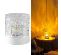 Jiawu Water Ripple Night Light, 360 Degree Dynamic LED Atmosphere Lamp, Bedside Table Lamp with Realistic Flame Simulation for Bedroom Living Room Office Decor (Homochromy Plugged in and Not Rotating)