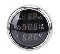 Jiawu Water Temperature Gauge, 3 in 1 Multi Functional Adjustable Tachometer Voltmeter Water Temp -22℉-176℉, 52mm Blue LED Display Digital Meter with Sensor for Car Boat Marine (Black Dial Silver