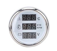Jiawu Water Temperature Gauge, 3 in 1 Multi Functional Adjustable Tachometer Voltmeter Water Temp -22℉-176℉, 52mm Blue LED Display Digital Meter with Sensor for Car Boat Marine (White Dial Silver