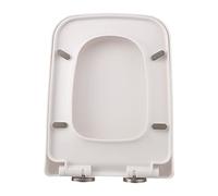 Jiawu White Square Toilet Seat with Rounded Corners, Universal PP Toilet Seat Replacement, Slow Close Quiet Soft Close Lid, Easy Clean Removable for Bathroom, Fits Standard