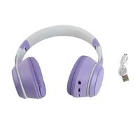 Jiawu Wireless Headphones, BT5 3 Technology Stable Connection Long Play Time 10hrs LED Lights Built-in Microphone Headset with Memory Card Support for Phones Tablets PC Laptop Gaming (Purple)