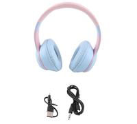Jiawu Wireless Headphones, BT5 3 Technology Stable Connection Long Play Time 10hrs LED Lights Built-in Microphone Headset with Memory Card Support for Phones Tablets PC Laptop Gaming (Blue)