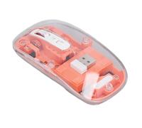 Jiawu Wireless Mouse, 3 Mode Mini Lightweight Mouse, Transparent Clear Cool, Rechargeable Silent Computer Mice with USB Receiver, RGB Lights, for Office/PC (Orange)