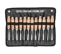 Jiawu Wood Turning Chisels, 12Pcs High Speed Steel Wood Groove Parting Tools Set with Light Handle for Grinder Carving