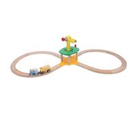 Jiawu Wooden Track Set, Rich Expansion Capabilities Educational Design Compatible, Premium Wooden Railway Set with Straight Curved Tracks Building Blocks for Kids Children