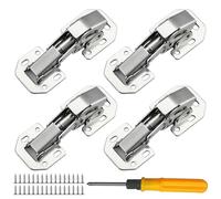 Jiaxitek 4 Pack Soft Close Damping Hinges, 90 Degree Concealed Cabinet Hinges with Slotless Design, Easy to Install for Cupboards, Drawers, Windows and Cabinet Doors