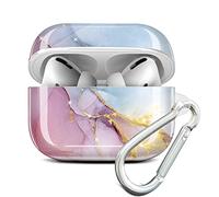 JIAXIUFEN AirPods Pro Case Cover Gold Sparkle Glitter Marble Design Cute Full Protective Silicone TPU Skin Accessories for Women Girl with Keychain for AirPod Pro Charging Case - Purple Blue