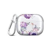 JIAXIUFEN for Airpods Pro 2nd Generation Case Cover Gold Glitter Butterfly Design Protective TPU Skin for Women Girl with Keychain Compatible with AirPods Pro 2019/Pro 2 Gen 2022 Flower Purple