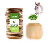 Jiaxix 30 Pcs Disposable Palm Leaf Bowl 4" Square Bowls for Rabbits,Chewable Dish for Rabbits,Bunnies,Hamsters,Parrot