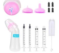 Jiaxix Pet Nursing Bottle Kit for Kitten Puppy,90mlCat Bottle Feeding Kit Nipple Kittens Syringe for Small Cat Dog Newborn Kitten Puppys Rabbits Squirrel Animals (Pink)