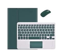 Jiaxu Detachable Touchpad Keyboard Flip PU Leather Stand PC Cover compatible with Samsung Galaxy Tab S7 Plus S7+ FE 12.4 SM-T970 T976B T975(Dark green+mouse)