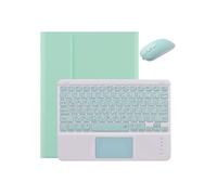 Jiaxu Detachable Touchpad Keyboard Flip PU Leather Stand PC Cover compatible with Samsung Galaxy Tab S7 Plus S7+ FE 12.4 SM-T970 T976B T975(Green+mouse)