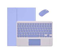 Jiaxu Removable Magic Touchpad Keyboard Case, PU Leather Stand PC Cover compatible with iPad Pro 12.9 inch 2021/2020(Purple+mouse)