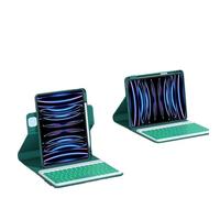 Jiaxu Rotating Tablet Shell, Magnetic Keyboard Protective TPU Case Suitable for iPad 10 Gen-10.9 inches universal(Dark Green+backlit keyboard)