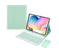 Jiaxu Square/Round Keycap Keyboard, Protective Case with Pen Slot Suitable for Samsung Galaxy Tab S6 Lite 10.4 inch P625 2024(Green+keycap keyboard+mouse)