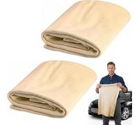 JIAXULER 2 Packs Chamois leathers for cars, natural shammy leather cloth super absorbent fast drying soft large 50x70cm professional car cleaning cloth for windows and bodywork