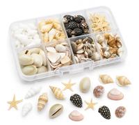 JIAXULER 240 PCS Sea Shells, Shells for Crafting Natural Seashell Decorations with Small Sea Shells Sea Snails and Starfish for DIY Projects Beach Theme Painting Candle Making and Fish Tank Decor
