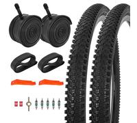 JIAYAN 2-Pack 26x1.95 Mountain Bike Tire Set and Liners,26'' Folding Replacement Bicycle Tires with Tire Levers for MTB Off-Road Bicycle