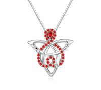 JiaYang 925 Sterling Silver Celtic Angel Necklace for Women, Trinity Knot Guardian Angel Pendant with January Garnet CZ, Irish Good Luck Gift