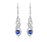 JiaYang Infinity Dangle Drop Earrings for Women 925 Sterling Silver Leverback Earrings with Created Sapphire Twisted Jewelry for Women Mom Her Wife