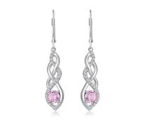JiaYang Infinity Dangle Drop Earrings for Women 925 Sterling Silver Leverback Earrings with Created Tourmaline Twisted Jewelry for Women Mom Her Wife