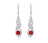 JiaYang Infinity Dangle Drop Earrings for Women 925 Sterling Silver Leverback Earrings with Created Ruby Twisted Jewelry for Women Mom Her Wife