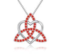 JiaYang Irish Celtic Necklace 925 Sterling Silver Trinity Love Knot Pendant with January Garnet for Women Ladies