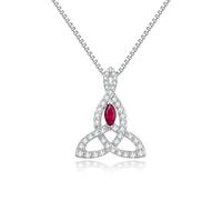 JiaYang Silver Celtic Motherhood Knot Necklace for Women Irish Love Knot Pendant Good Luck Jewelry with July Ruby, Gift for Her Wife Mother