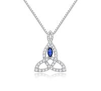 JiaYang Silver Celtic Motherhood Knot Necklace for Women Irish Love Knot Pendant Good Luck Jewelry with September Sapphire, Gift for Her Wife Mother