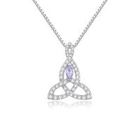 JiaYang Silver Celtic Motherhood Knot Necklace for Women Irish Love Knot Pendant Good Luck Jewelry with June Light Amethyst, Gift for Her Wife Mother