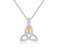 JiaYang Silver Celtic Motherhood Knot Necklace for Women Irish Love Knot Pendant Good Luck Jewelry with November Citrine, Gift for Her Wife Mother