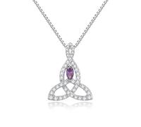JiaYang Silver Celtic Motherhood Knot Necklace for Women Irish Love Knot Pendant Good Luck Jewelry with February Amethyst, Gift for Her Wife Mother