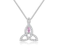 JiaYang Silver Celtic Motherhood Knot Necklace for Women Irish Love Knot Pendant Good Luck Jewelry with October Tourmaline, Gift for Her Wife Mother